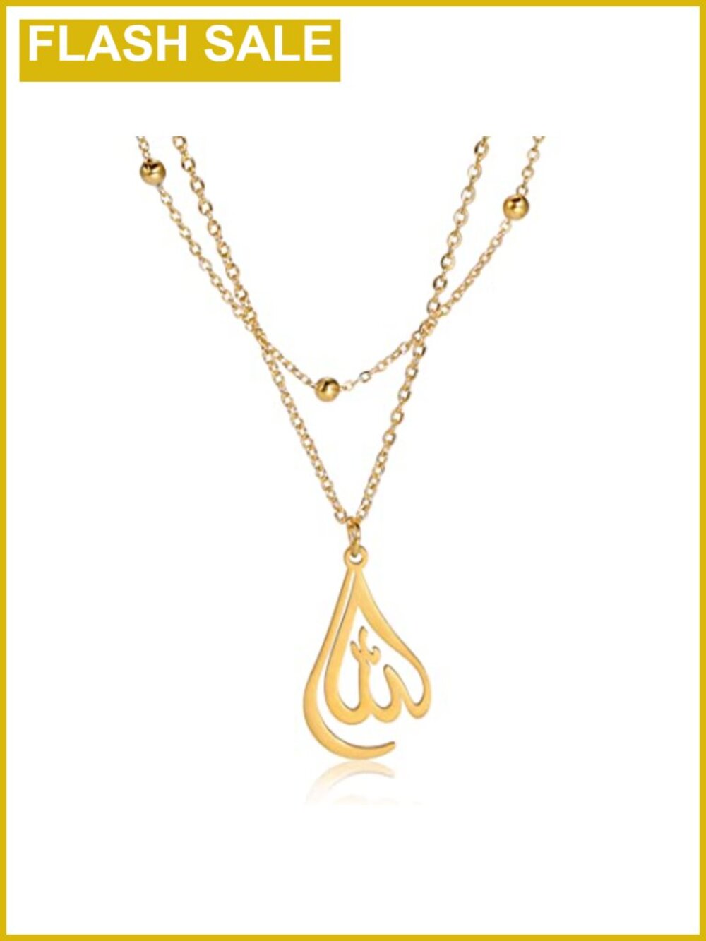Stainless Steel Allah Pendant Necklace Layered Islamic Jewelry